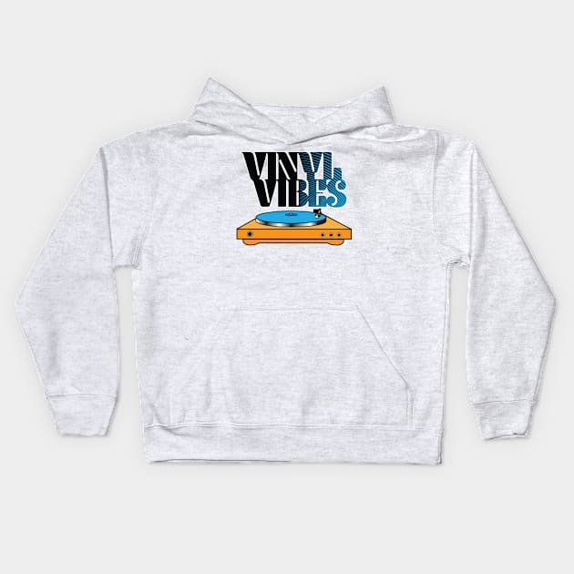 Vinyl Vibes Record PLayer Kids Hoodie by Roy J Designs